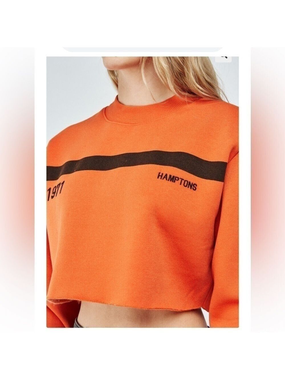 NWT TOPSHOP Hamptons 1971 Cropped Crewneck Sweater Sweatshirt Size 6 NEW